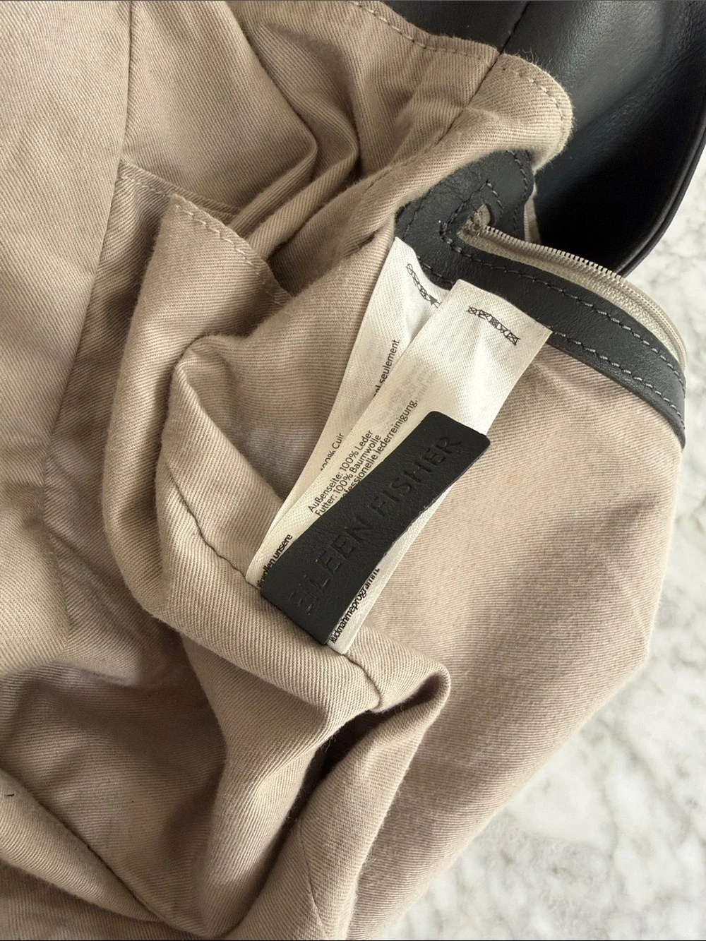 Eileen Fisher Black Leather Bag